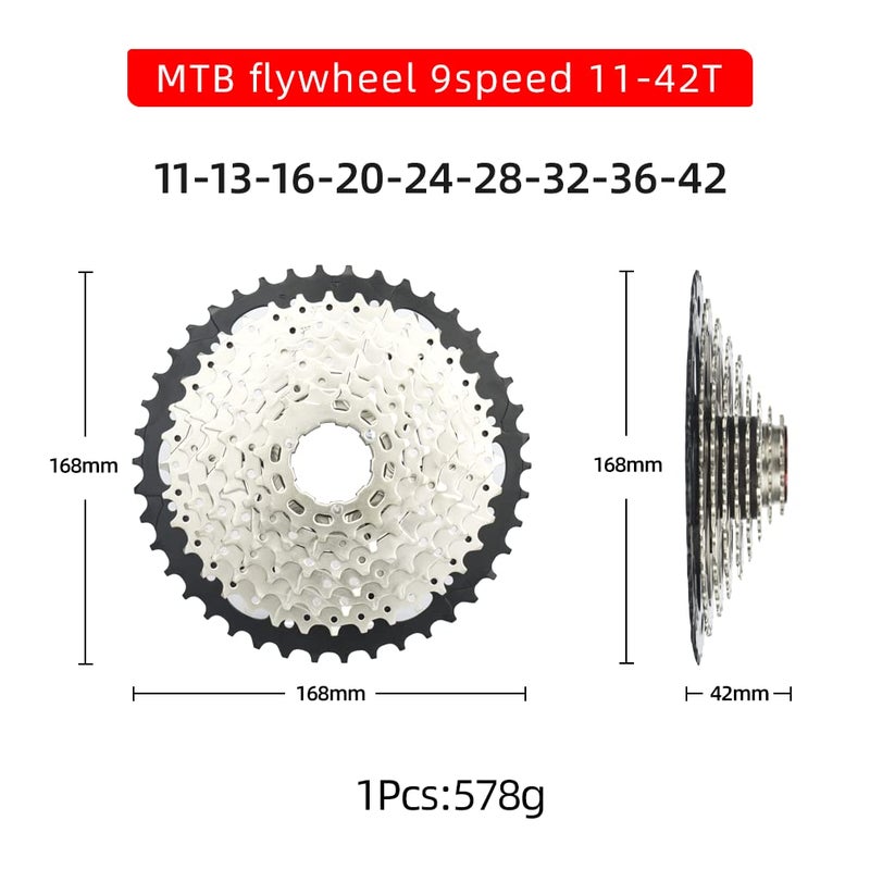 CYSKY 9 Speed Cassette 11-42T Bike Cassette Sprocket Compatible with Shimano/Sram/Sunrace HG System Fit for Mountain Bike, Road Bicycle, MTB - Image 2